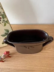 Höganäs Keramik vintage vaas met oren, donkerbruin steengoed, model 909/2