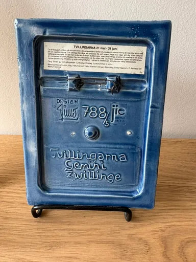 Jie Gantofta keramieken wandtegel Tweelingen, sterrenbeeld, blauw, model 788/5