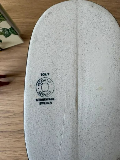 Höganäs Keramik vintage vaas met oren, donkerbruin steengoed, model 909/2