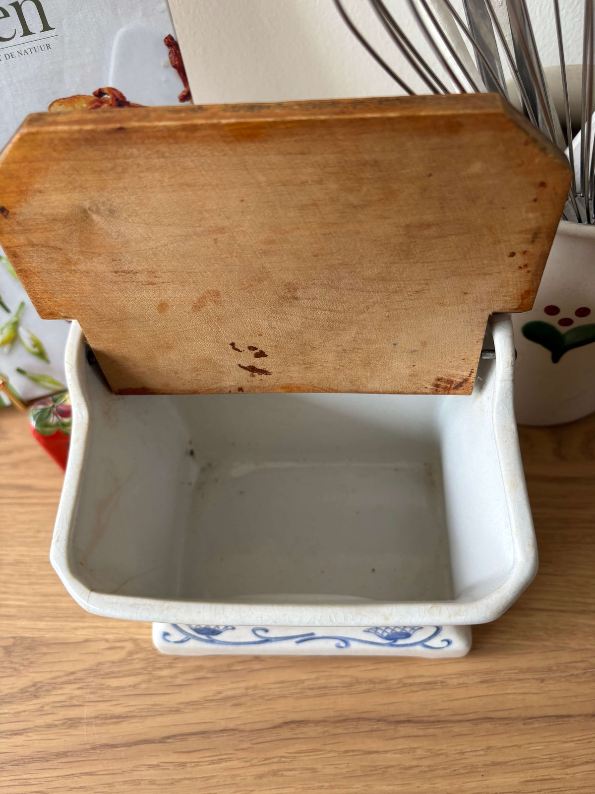 Rörstrand  Mjöl (wand) voorraadpot met houten deksel