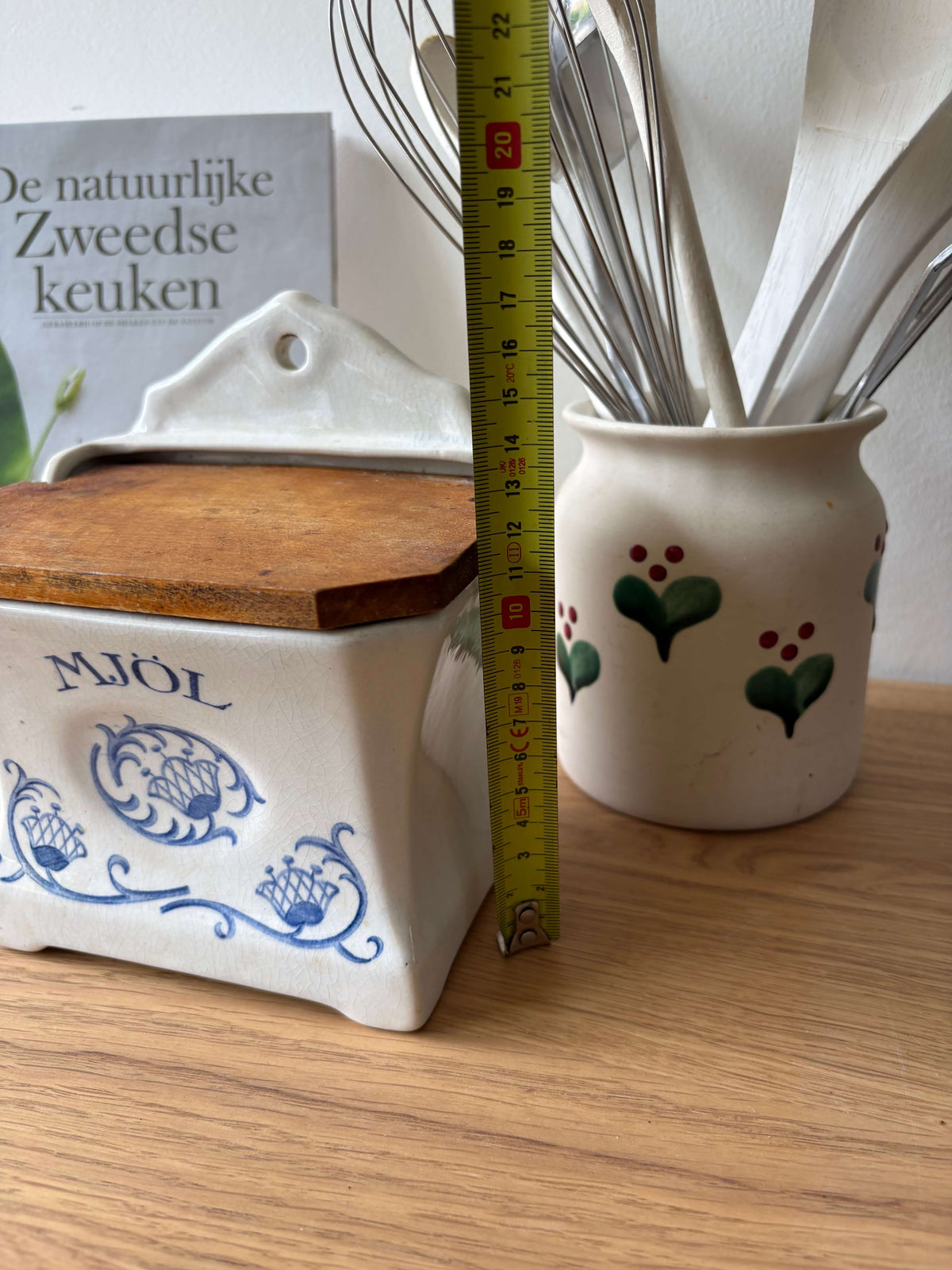 Rörstrand  Mjöl (wand) voorraadpot met houten deksel