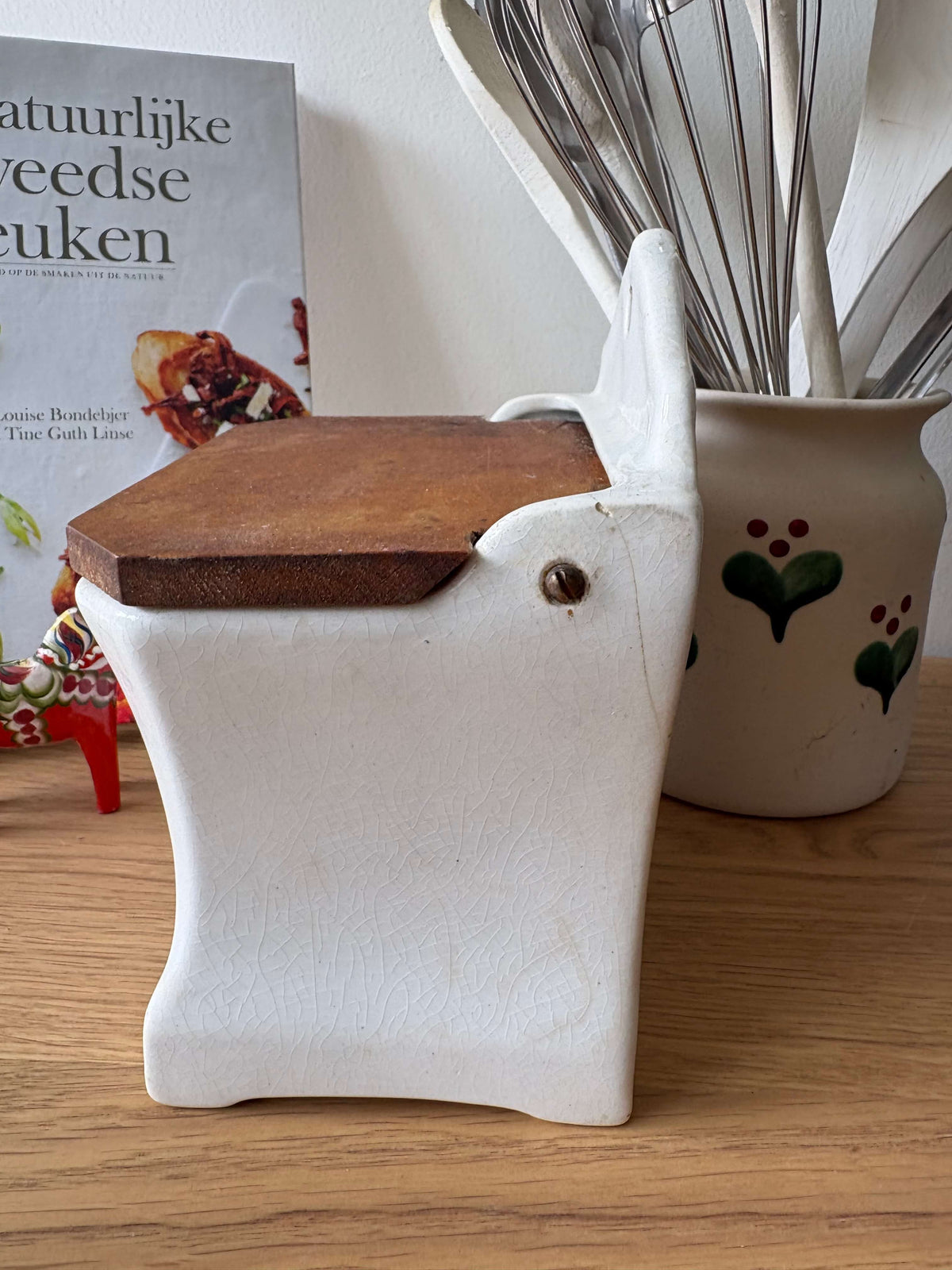 Rörstrand  Mjöl (wand) voorraadpot met houten deksel